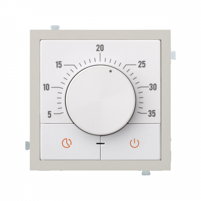 картинка Поворотный термостат для теплых полов Лён 32234 WT+32881 LN магазин Rikett Shop, являющийся официальным дистрибьютором в России 