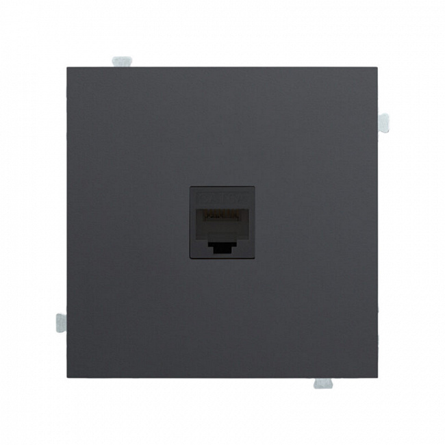 картинка Розетка компьютерная одиночная кат. 5e Черный сатин 32976+35441 MB+147401 BK магазин Rikett Shop, являющийся официальным дистрибьютором в России 